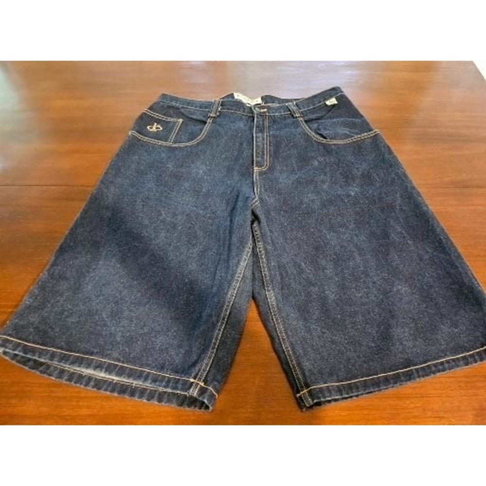 Knockout Jeans Denim Shorts Mens 42 Blue Baggy Wide Leg Embroidered Style 600